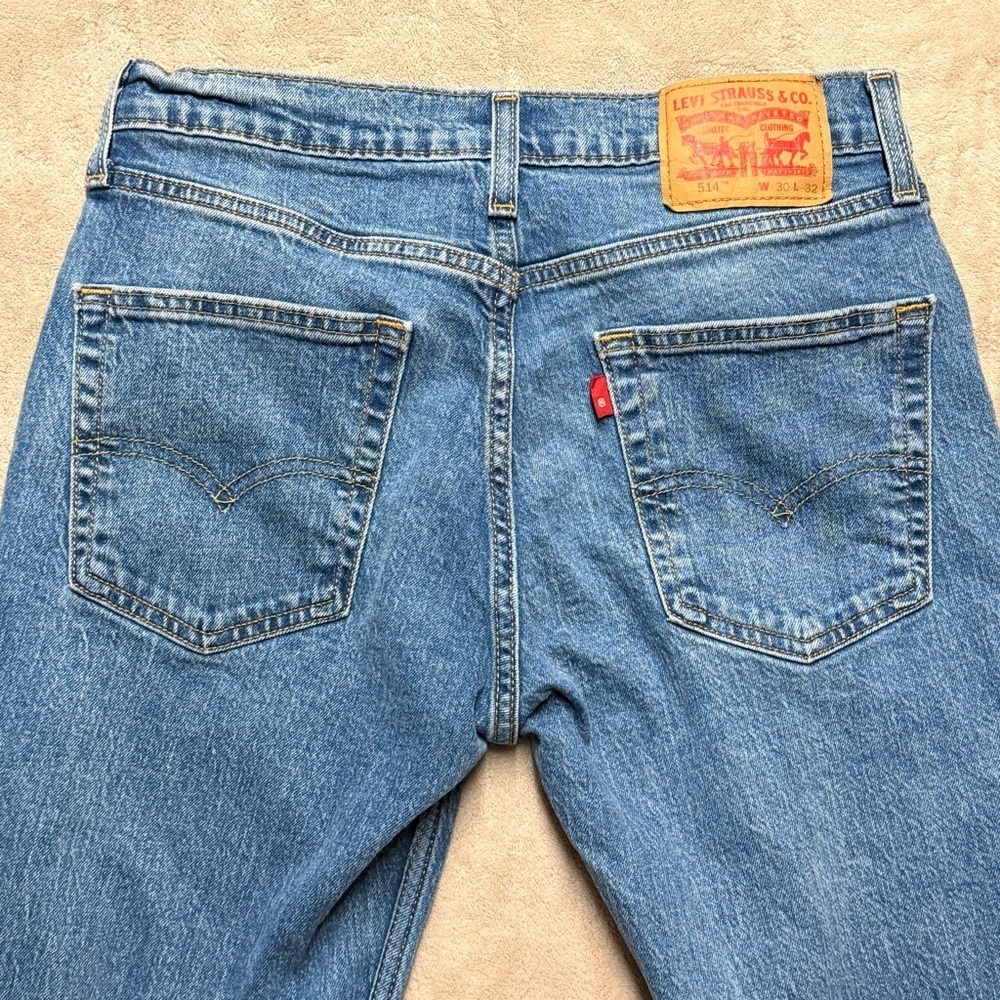 Levi's 514 Straight Fit Men's Jeans 30x32 Mid Rise Denim Blue Jeans - Picture 5 of 6